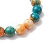 8mm Round Dyed Synthetic Ocean White Jade Beaded Stretch Bracelets for Women Men BJEW-JB10509-4