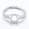 Anti-Tarnish Rhodium Plated 925 Sterling Silver Finger Ring Components STER-G027-17P-2