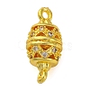 Brass Micro Pave Clear Cubic Zirconia Hollow Oval Connector Charms KK-A230-05B-G-1