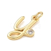 Brass Micro Pave Clear Cubic Zirconia Charms KK-D289-66G-Y-2