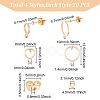 GOMAKERER 20Pcs 2 Styles Brass Ring Stud Earring Findings DIY-GO0001-16-2