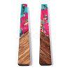Transparent Resin & Walnut Wood Pendants RESI-N039-67C-2