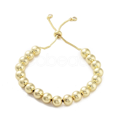 Adjustable Brass Round Beaded Slider Bracelets BJEW-D039-31C-G-1