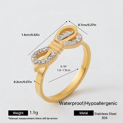 304 Stainless Steel Rhinestone Finger Rings for Women TY3561-5-1