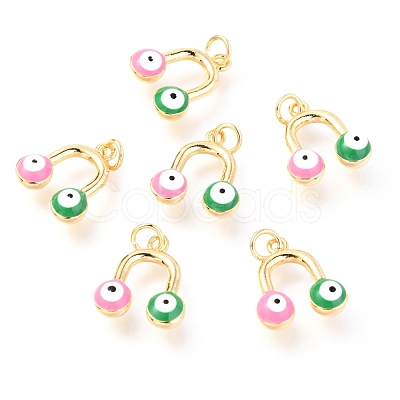 Brass Enamel Pendants KK-Y001-01B-G-1