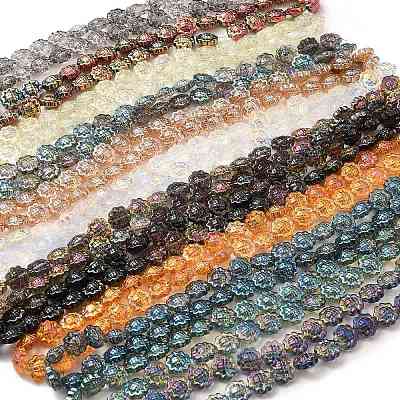 Transparent Electroplate Glass Beads Strands GLAA-G098-04-1