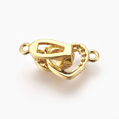 Brass Micro Pave Cubic Zirconia Fold Over Clasps KK-P164-09-1