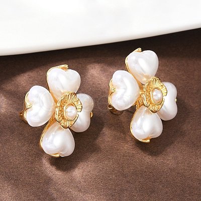 304 Stainless Steel Flower Stud Earrings LS-EJEW-A138-09G-1
