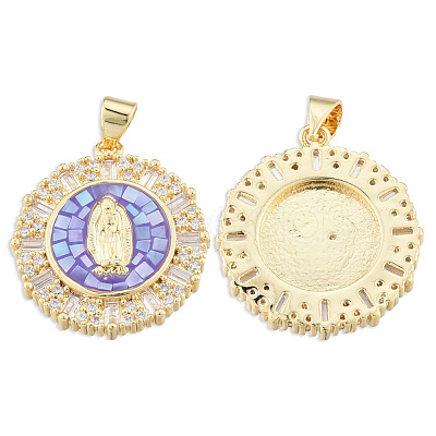 Brass Micro Pave Clear Cubic Zirconia Pendants KK-N227-100A-1