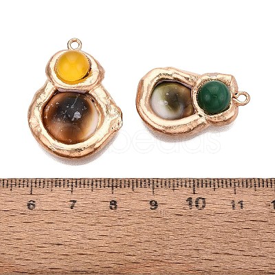 Natural Sea Shell & Dyed Agate Pendants G-N366-03G-1