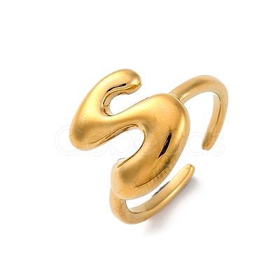 304 Stainless Steel Open Cuff Rings for Women RJEW-M060-01G-19-1