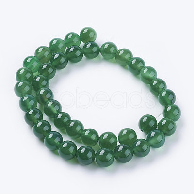 Natural Green Onyx Agate Beads Strands G-G583-10mm-11-1