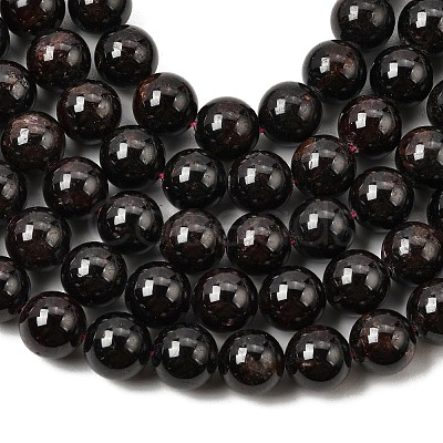 Natural Garnet Gemstone Bead Strands G-R263-10mm-1
