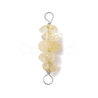 10Pcs 5 Styles Constellation Natural Rose Quartz & Citrine & Golden Sheen Obsidian & South Red Agate & White Moonstone Copper Wire Wrapped Chip Beaded Connector Charms PALLOY-JF02905-10-1
