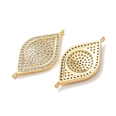 Brass Micro Pave Clear Cubic Zirconia Connector Charms CU-CBA4579-03G-C-1