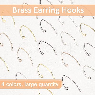80Pcs 4 Colors Brass Earring Hooks KK-FH0004-45-1