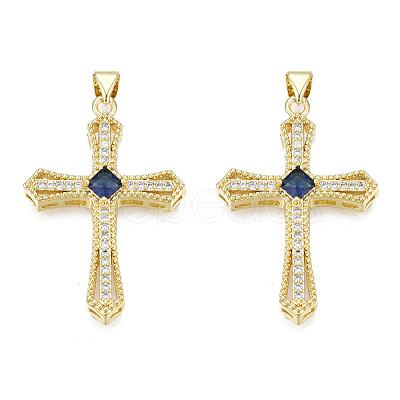 Brass Micro Pave Cubic Zirconia Pendants KK-N227-86D-1