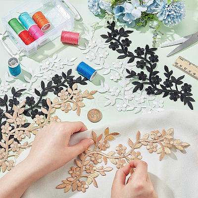 6Pcs 3 Colors Plum Blosssom Cotton Computerized Embroidery Sew on Patches PATC-NB0001-08B-1