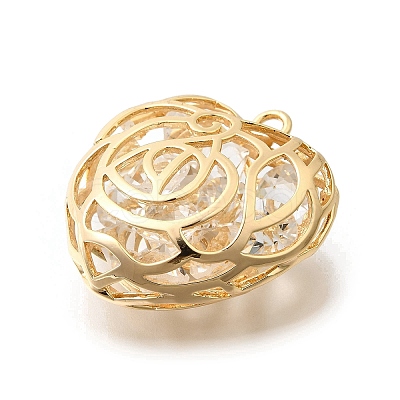 Brass with Cubic Zirconia Pendants KK-E792-30G-03-1