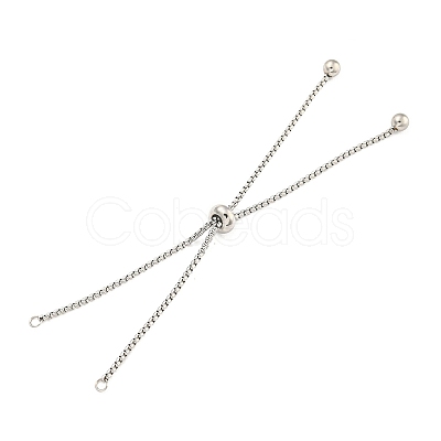 Non-Tarnish Adjustable 304 Stainless Steel Box Chain Slider Bracelet Making MAK-L038-001P-05-1