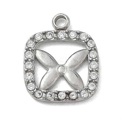 304 Stainless Steel with Crystal Rhinestone Charms RB-CBA8719-01A-P-1