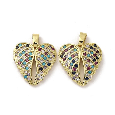 Brass Micro Pave Cubic Zirconia Pendants KK-F903-09G-1