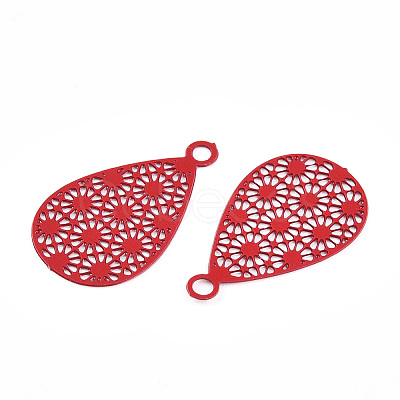 Spray Painted 430 Stainless Steel Filigree Pendants STAS-WH0047-78H-1