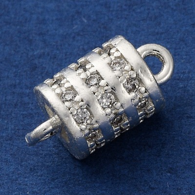 Brass Micro Pave Clear Cubic Zirconia Hollow Column Connector Charms KK-A230-05D-S-1