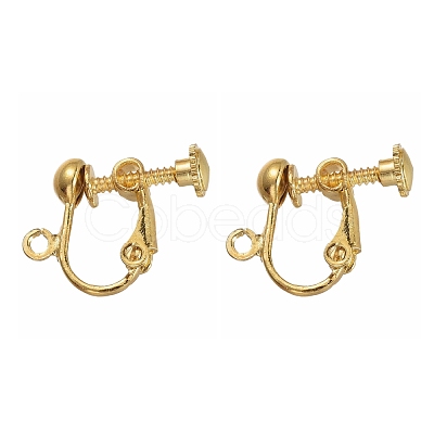 Brass Clip-on Earring Findingsfor non-pierced Ears X-EC143-NFG-1