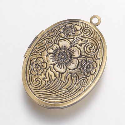 Brass Locket Pendants X-KK-N0116-048AB-1