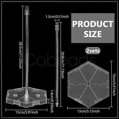 Adjustable Plastic Assembled Action Figure Display Holders with Hexagon Bases DIY-WH0043-157B-1