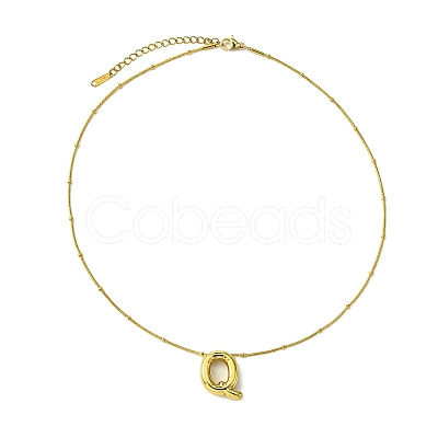 Ion Plating(IP) Initial Letter 304 Stainless Steel Pendant Necklace NJEW-R265-05G-Q-1