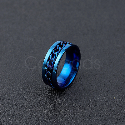 304 Stainless Steel Rotatable Chain Finger Rings for Men FS-WG60CA3-45-1