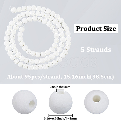 5 Strands Synthetic Lava Rock Round Beads Strands G-PA0002-40-1