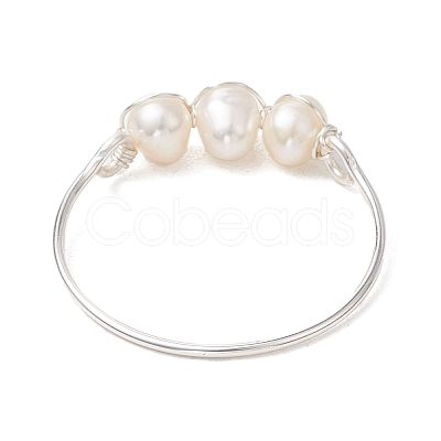 Round Natural Cultured Freshwater Pearl Finger Rings RJEW-JR00851-02-1