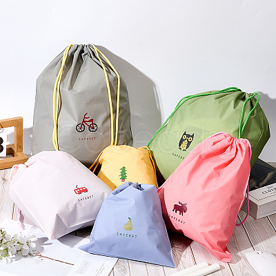 6Pcs 3 Sizes 2 Colors Polyethylene Waterproof Drawstring Storage Bags ABAG-CN0001-47-1