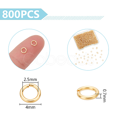 800Pcs 304 Stainless Steel Open Jump Rings STAS-UN0063-23A-G-1