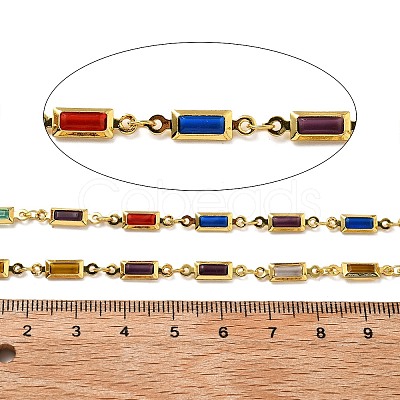 Brass Glass Rectangle Link Chains CHC-R001-01G-05-1