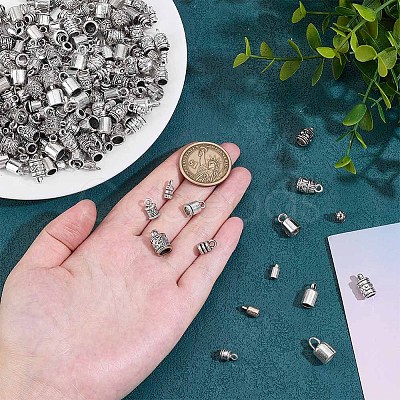 90Pcs 15 Styles Alloy Cord Ends FIND-PH0026-30-1