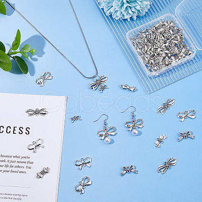 80Pcs 8 Styles Tibetan Style Zinc Alloy Connector Charms FIND-DC0007-21-1