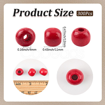 300Pcs Flat Round Maple Beads WOOD-PA0001-04-1