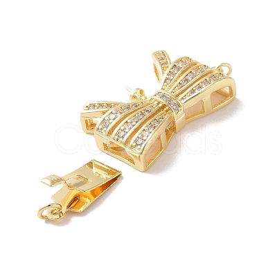 Brass Micro Pave Clear Cubic Zirconia Box Clasps KK-G427-09G-1