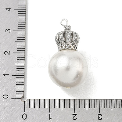 Brass Micro Pave Clear Cubic Zirconia and Creamy White Imitation Pearl Pendants KK-A300-13B-P-1