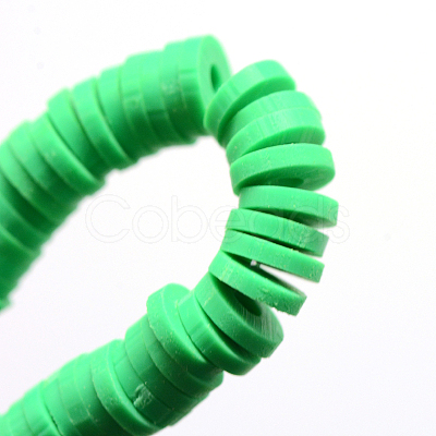 Flat Round Handmade Polymer Clay Bead Spacers X-CLAY-R067-4.0mm-06-1
