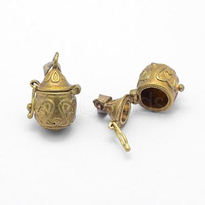 Brass Prayer Box Pendants KK-F722-22C-RS-1