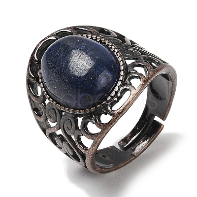 Natural Lapis Lazuli Oval Adjustable Rings RJEW-K271-06R-23-1