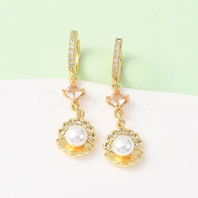 Brass Micro Pave Cubic Zirconia Hoop Earrings EJEW-A149-04B-G-1