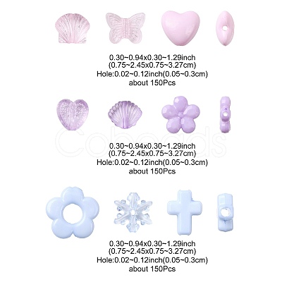 450Pcs 3 Colors Transparent & Opaque Acrylic Beads TACR-FS0001-68-1