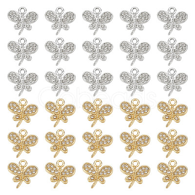 48Pcs 2 Colors Rack Plating Eco-friendly Alloy Crystal Rhinestone Butterfly Charms FIND-HY0003-77-1
