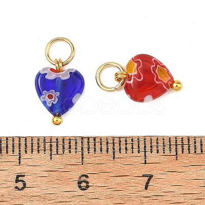 304 Stainless Steel with Handmade Millefiori Glass Lampwork Charms PALLOY-JF06021-1
